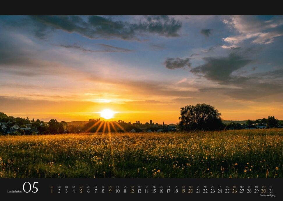 Kalendarblatt Mai: Sonnenaufgang in Ransbach-Baumbach
