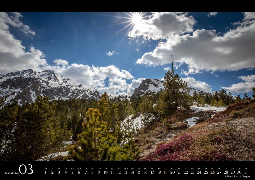 Kalender Landschaft 2023 - Ofenpass Alpen Italien Schweiz