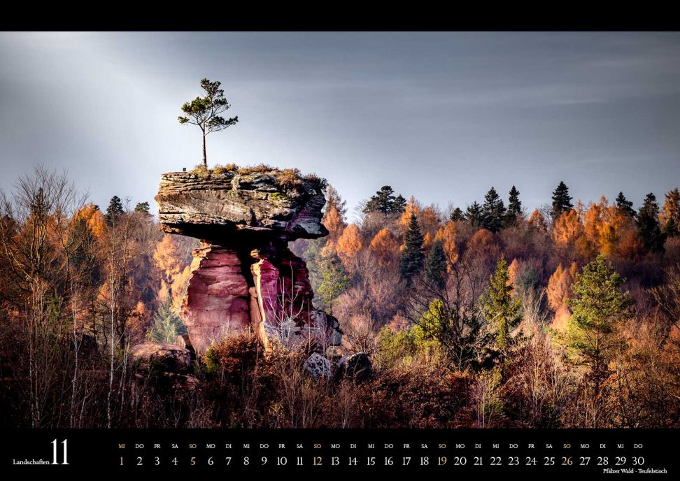 Kalender Rheinland-Pfalz 2023: November - Teufelstisch Pfälzer Wald