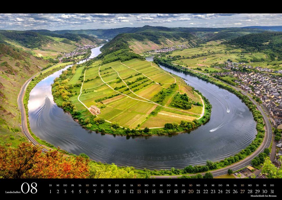 Kalender Rheinland-Pfalz 2023: August - Moselschleife
