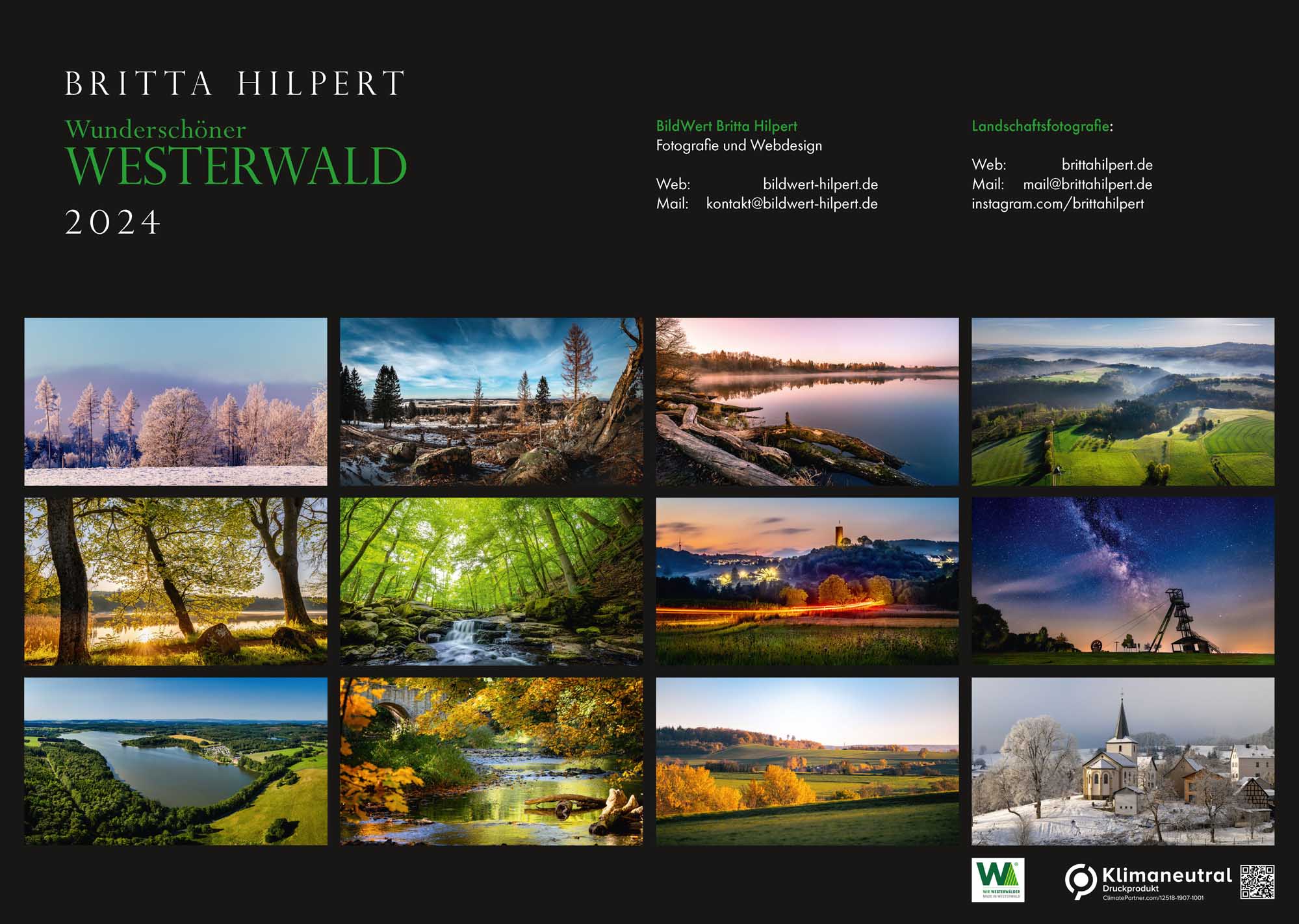 Übersicht mit allen Monatsbildern des Kalenders Westerwald
