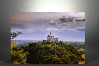 Wandbild Marksburg im Mittelrheintal Fotoabzug auf Holz gezogen mit Aufhängung
