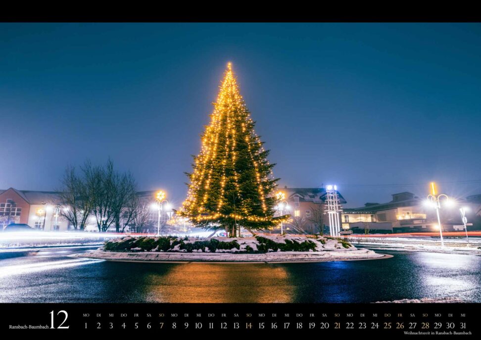 Monatsblatt Dezember des Wandkalenders Ransbach-Baumbach 2025: Weihnachtszeit in Ransbach-Baumbach